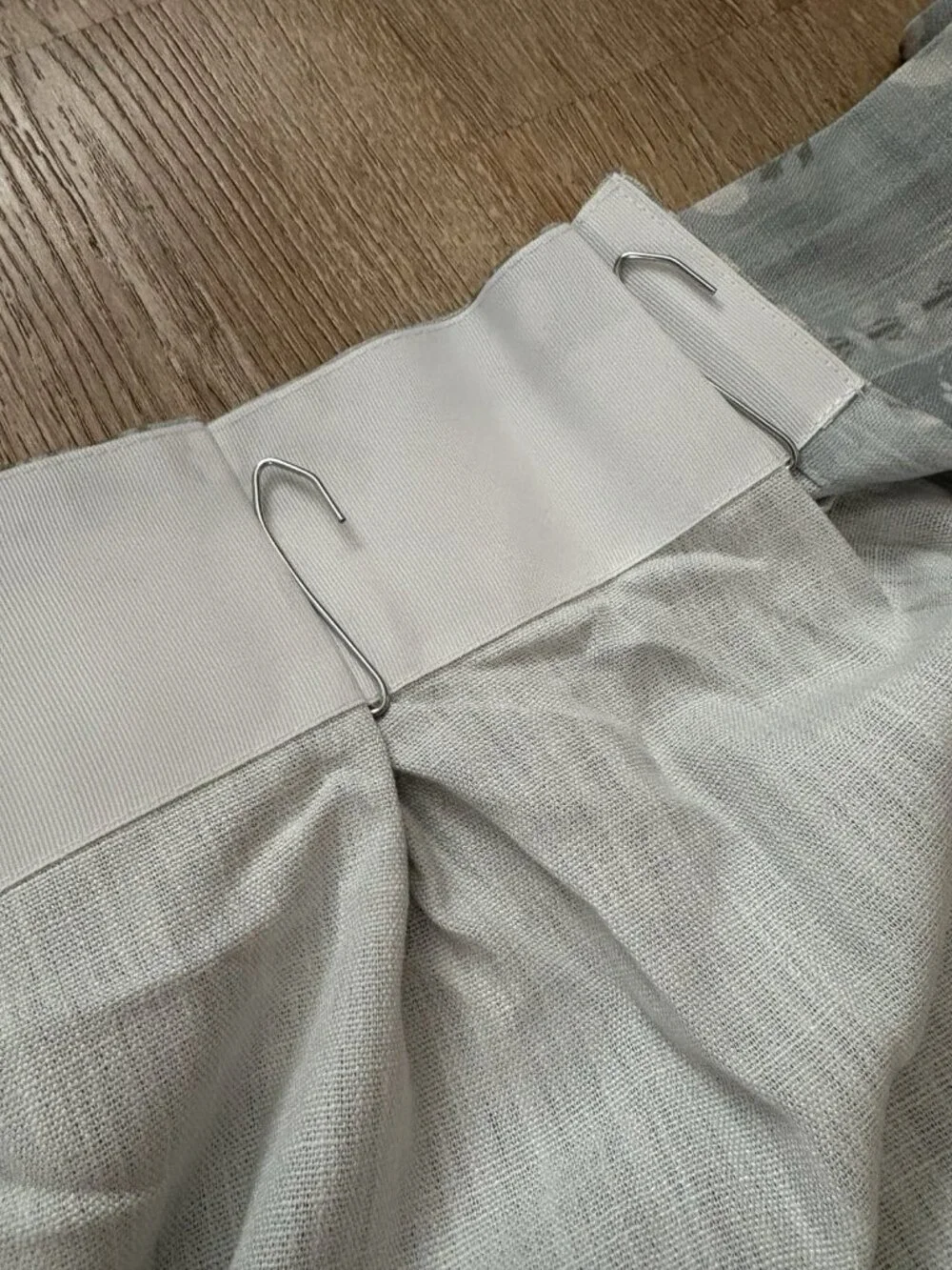 Blue Grey Pinch Pleated Floral Curtain Panel 82” Long